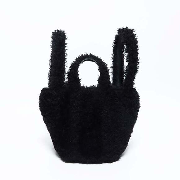 Balenciaga Everyday 2.0 2-way fur boa handbag, black, WS12056